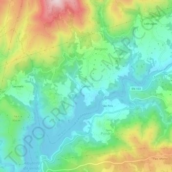 Currais topographic map, elevation, terrain