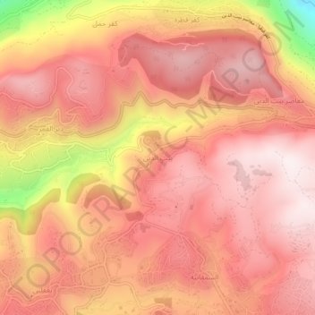 Beit Ed Dine topographic map, elevation, terrain