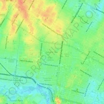 Cabanne Place topographic map, elevation, terrain