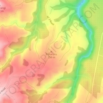 Putaruru topographic map, elevation, terrain