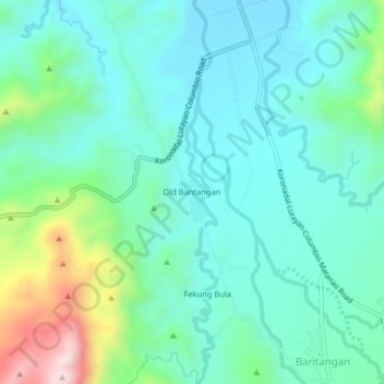 Old Bantangan topographic map, elevation, terrain