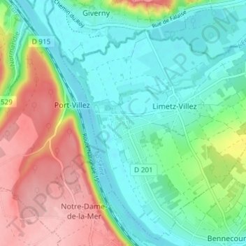 Villez topographic map, elevation, terrain