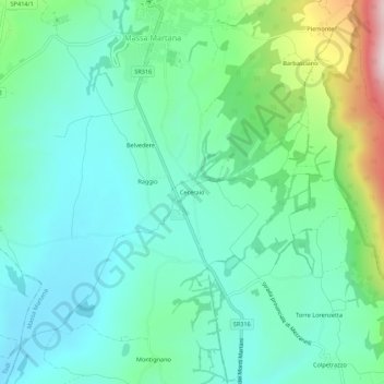 Ceceraio topographic map, elevation, terrain