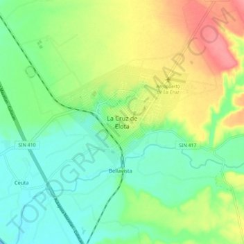 La Cruz de Elota topographic map, elevation, terrain