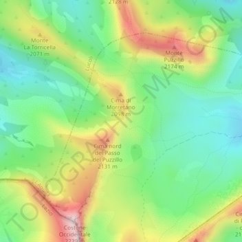 Passo della Torricella topographic map, elevation, terrain