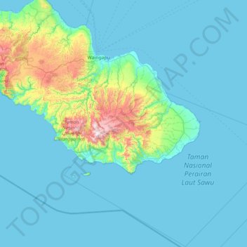 Kecamatan Paberiwai topographic map, elevation, terrain