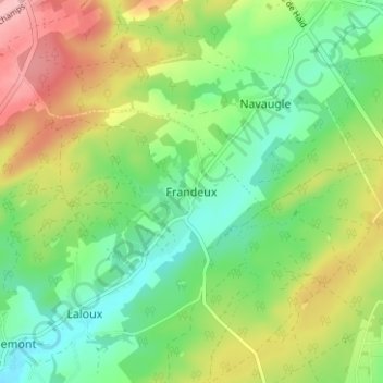 Frandeux topographic map, elevation, terrain