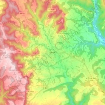 Solsona topographic map, elevation, terrain