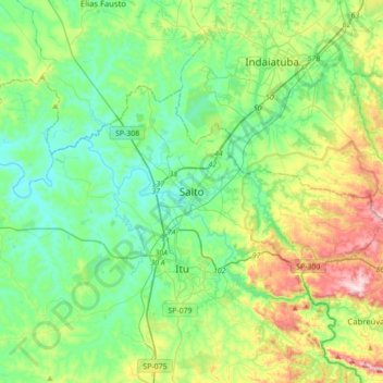 Salto topographic map, elevation, terrain