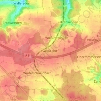 Gösseldorf topographic map, elevation, terrain