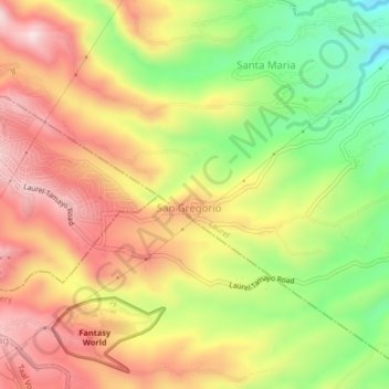 San Gregorio topographic map, elevation, terrain