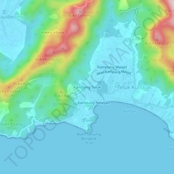 Kampung Suluk topographic map, elevation, terrain