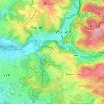 Küchenberg topographic map, elevation, terrain