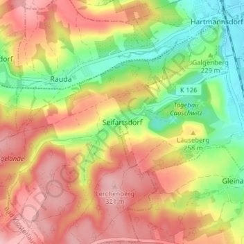 Seifartsdorf topographic map, elevation, terrain