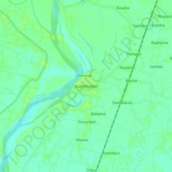 Azamnagar topographic map, elevation, terrain