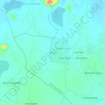Allipur topographic map, elevation, terrain