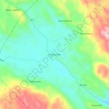 Newmarket topographic map, elevation, terrain