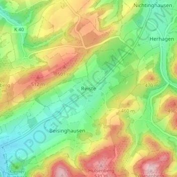 Reiste topographic map, elevation, terrain