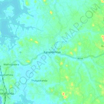 Karandeniya topographic map, elevation, terrain