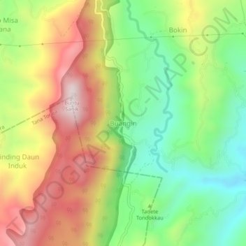 Buangin topographic map, elevation, terrain