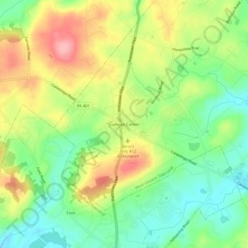 Ludwigs Corner topographic map, elevation, terrain