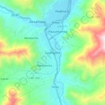 Cayhuayna topographic map, elevation, terrain
