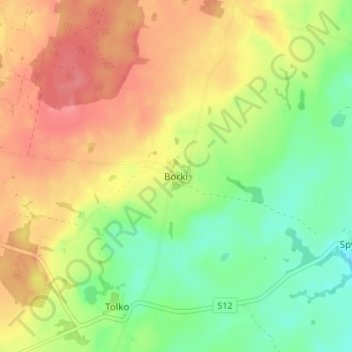 Borki topographic map, elevation, terrain