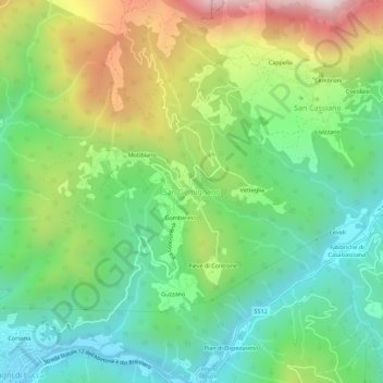 San Gemignano topographic map, elevation, terrain