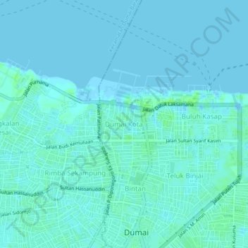 Dumai Kota topographic map, elevation, terrain