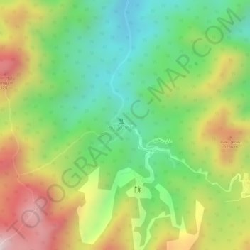 Jeriau Waterfall topographic map, elevation, terrain