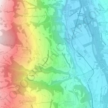 Tartar topographic map, elevation, terrain