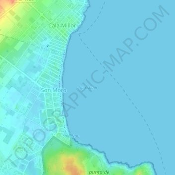 Cala Millor topographic map, elevation, terrain