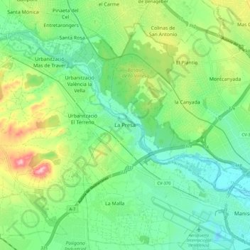 La Presa topographic map, elevation, terrain