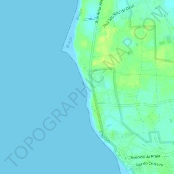 Praia das Pedrinhas topographic map, elevation, terrain