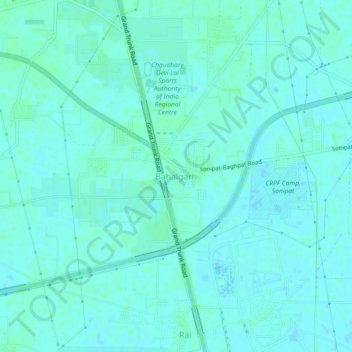 Bahalgarh topographic map, elevation, terrain