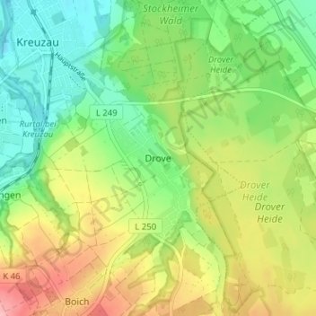 Drove topographic map, elevation, terrain