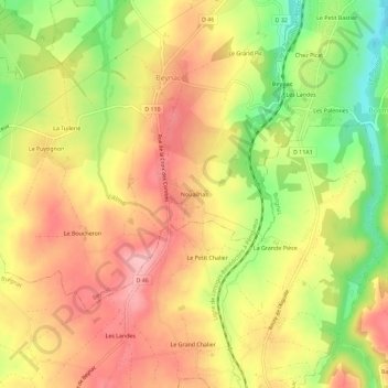 Nouailhas topographic map, elevation, terrain