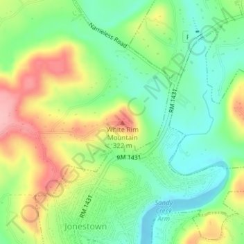 White Rim Mountain topographic map, elevation, terrain