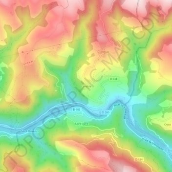 Lavabre topographic map, elevation, terrain