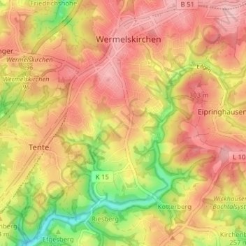 Eckringhausen topographic map, elevation, terrain