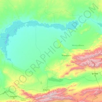 Almaty Province topographic map, elevation, terrain