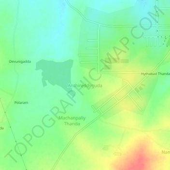 Anthireddyguda topographic map, elevation, terrain