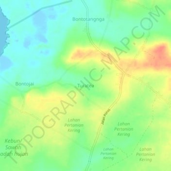 Turatea topographic map, elevation, terrain
