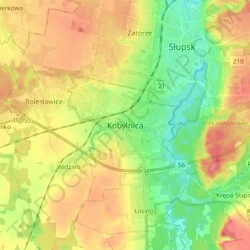 Kobylnica topographic map, elevation, terrain