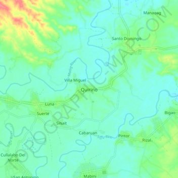 Quirino topographic map, elevation, terrain
