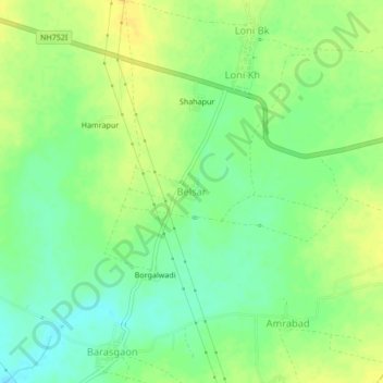 Belsar topographic map, elevation, terrain