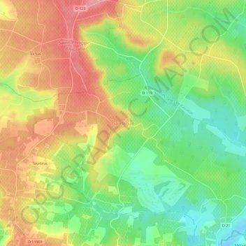 Gardegan topographic map, elevation, terrain