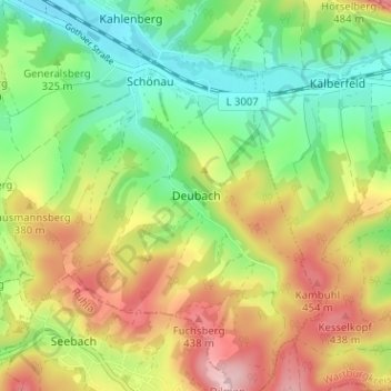 Deubach topographic map, elevation, terrain