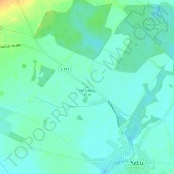 Putlitz topographic map, elevation, terrain
