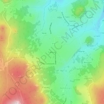 Piallevialle topographic map, elevation, terrain